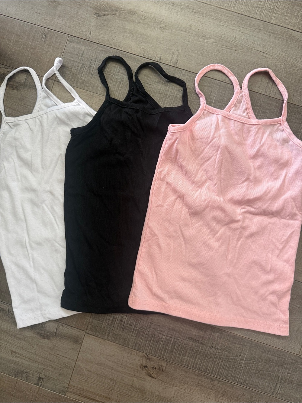 Girls' 3-Pack Tank Tops — White, Black & Light Pink NWOT